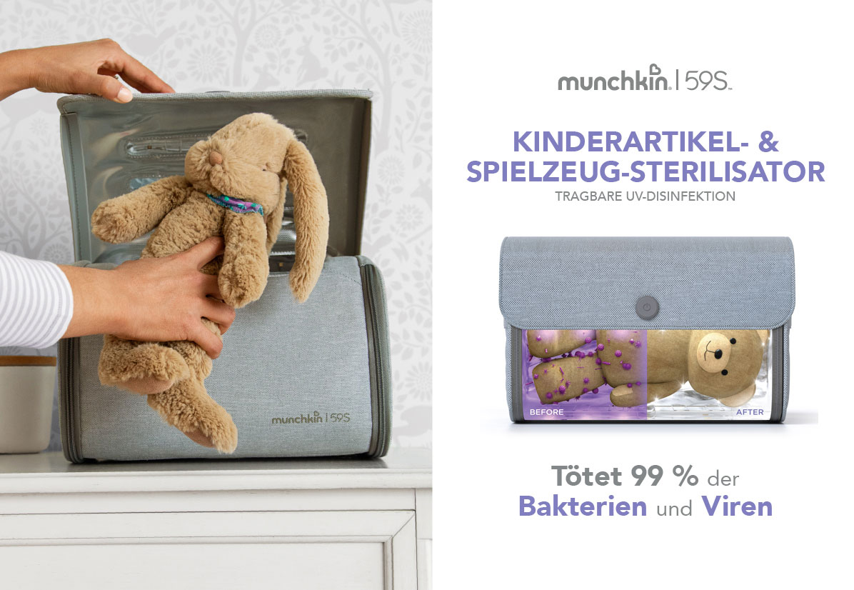 Munchkin Kinderzimmer- & Spielzeug-Sterilisator tötet 99.99% von Bakterien und Viren in 5 Minuten ab